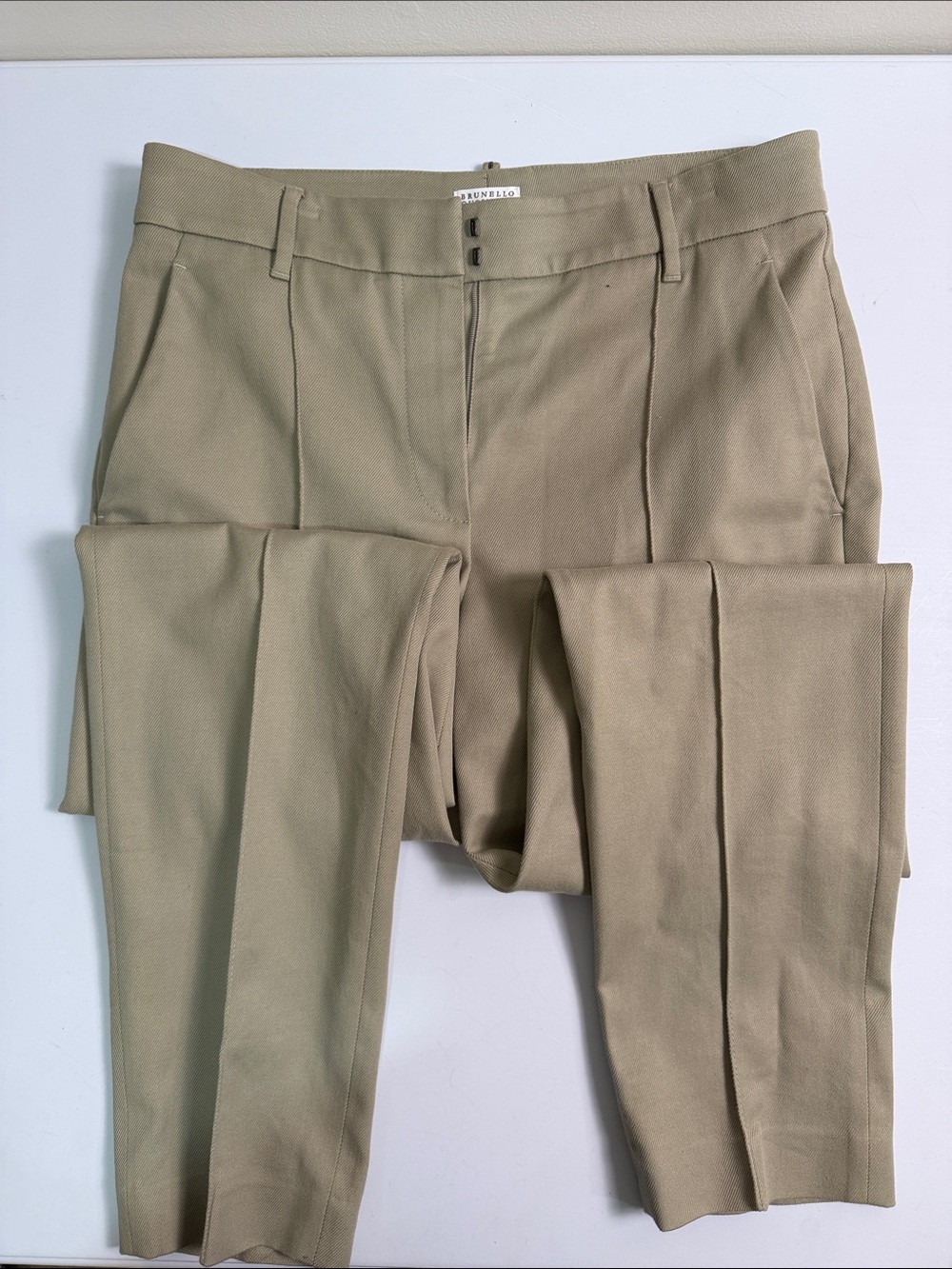Brunello Cucinelli Tan Pleated Women’s Trousers sz 6